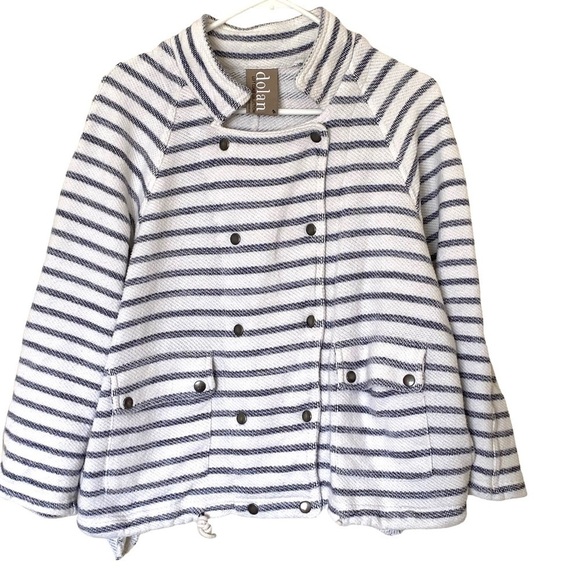 Anthropologie Dolan Left Coast Nautical Stripe Snap Button Knit Jacket, Size Med - Picture 4 of 15